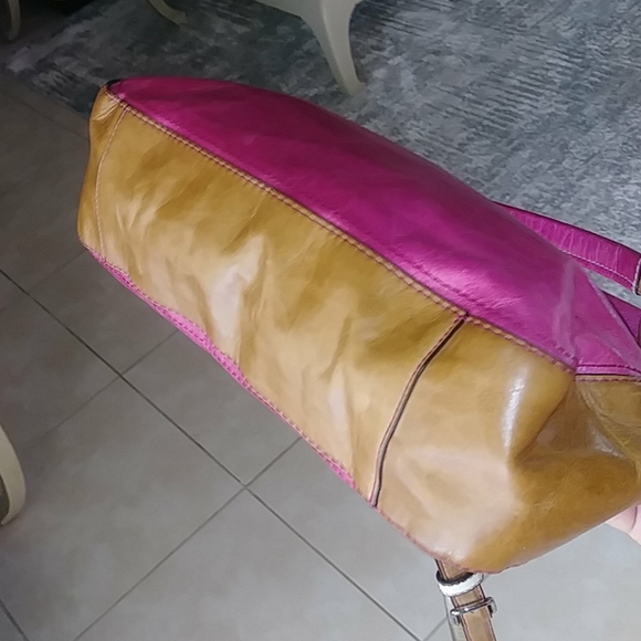 GORGEOUS COLORBLOCK WAXED GENUINE LEATHER 70th ANNIVERSARY COACH WILLIS BAG - Picture 8 of 17